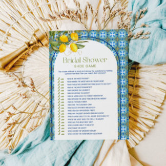 Mediterranean Lemon Bridal Shower Shoe Game Card