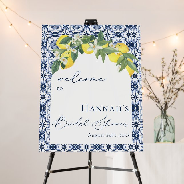 Mediterranean Lemon Bridal Shower Sign (In Situ (Stand))