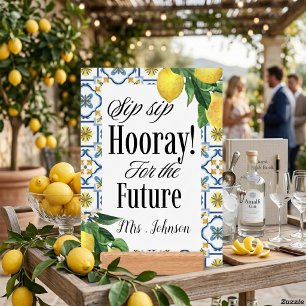 Mediterranean Lemon Bridal Shower Sign with Wood Holder