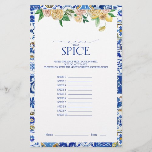 Mediterranean Lemon Bridal Shower Spice Game