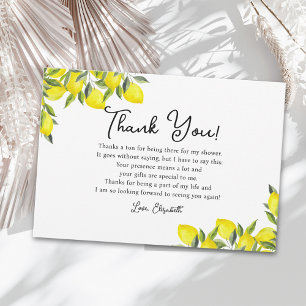 Mediterranean Lemon Bridal Shower Thank You Card