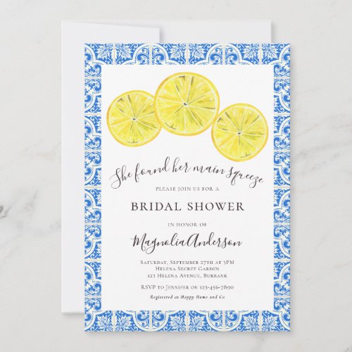 Mediterranean Lemon Citrus Bridal Shower Invitatio Invitation