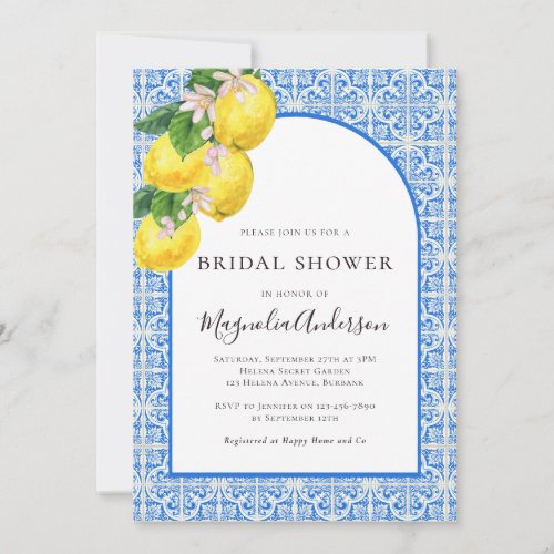 Mediterranean Lemon Citrus Bridal Shower Invitation
