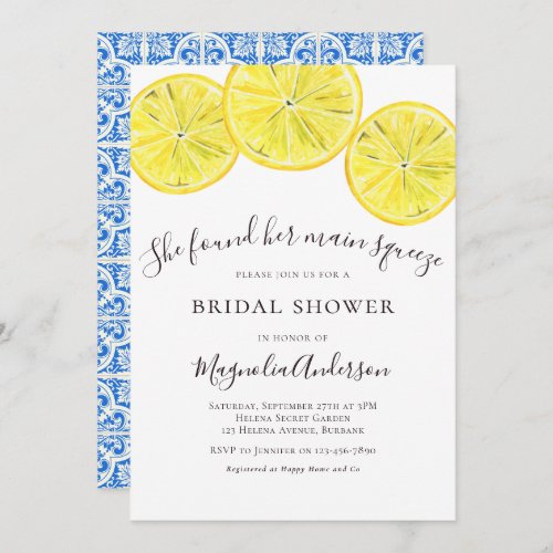 Mediterranean Lemon Citrus Bridal Shower Invitation
