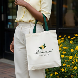 Mediterranean Lemon Citrus Floral Bridesmaid Tote Bag