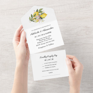 Mediterranean Lemon Citrus Wedding All In One Invitation