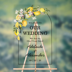 Mediterranean Lemon Citrus Wedding Collection Acrylic Sign