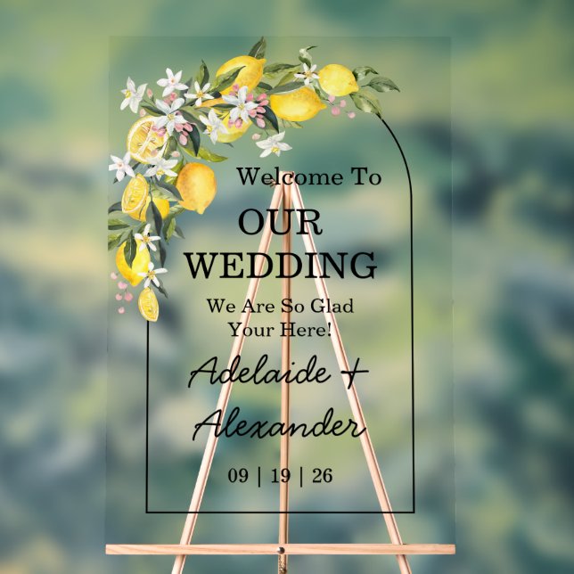 Mediterranean Lemon Citrus Wedding Collection Acrylic Sign (Neutral)