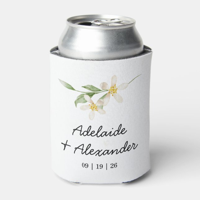 Mediterranean Lemon Citrus Wedding Collection Can Cooler (Can Front)