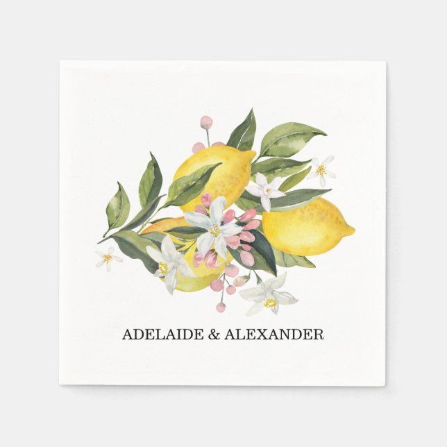 Mediterranean Lemon Citrus Wedding Collection Napkins (Front)