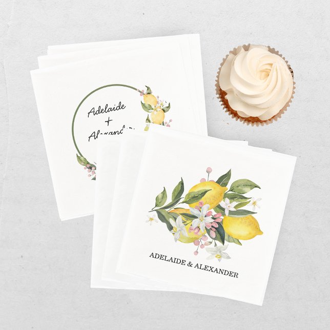 Mediterranean Lemon Citrus Wedding Collection Napkins (Creator Uploaded)