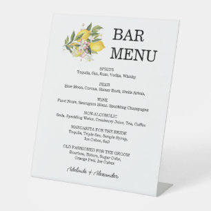 Mediterranean Lemon Citrus Wedding Collection Pedestal Sign