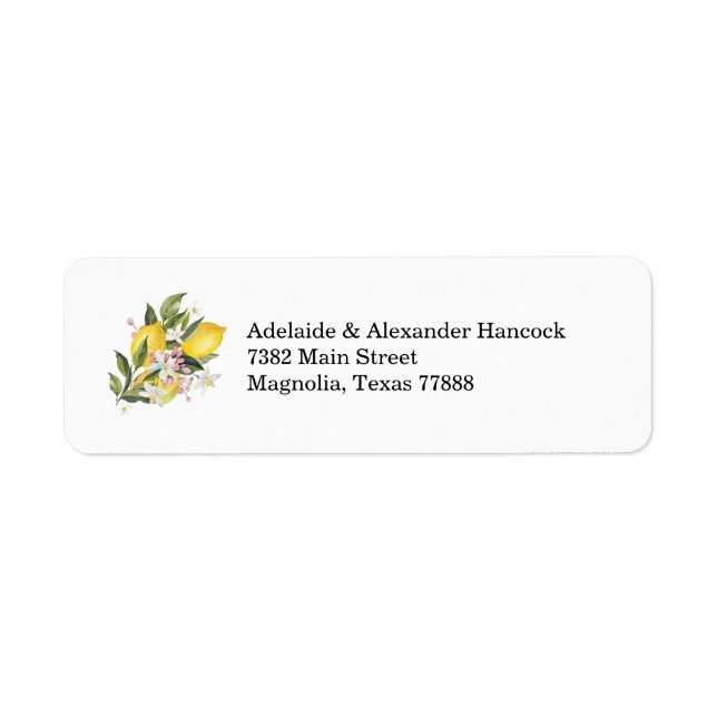 Mediterranean Lemon Citrus Wedding Envelope Label (Front)