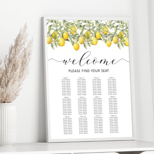 Mediterranean Lemon Citrus Wedding Seating Chart