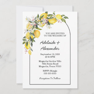 Mediterranean Lemon Citrus Yellow Invitation