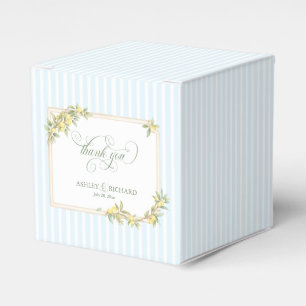 Mediterranean Lemon Coastal Stripe Wedding Favor Boxes