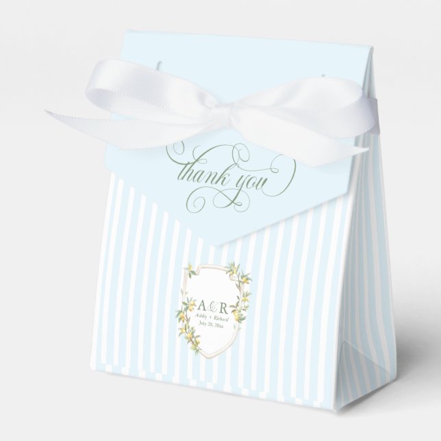 Mediterranean Lemon Crest Wedding Favor Boxes (Front Side)