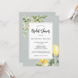 Mediterranean Lemon Elegant Citrus Bridal Shower Invitation