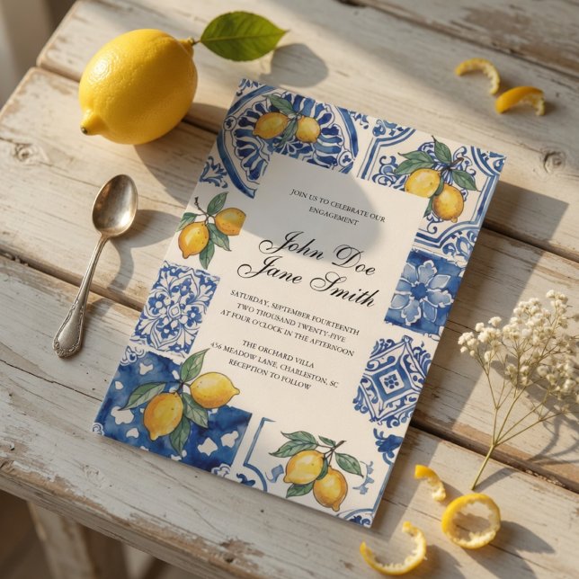 Mediterranean Lemon Engagement  Invitation (Creator Uploaded)