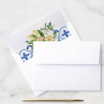 Mediterranean Lemon Floral Envelope Liner by SugSpc_Invitations at Zazzle