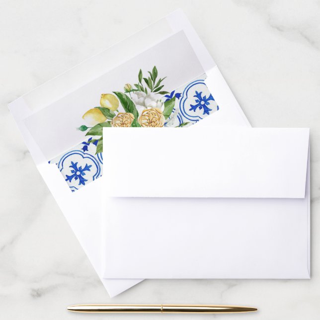 Mediterranean Lemon Floral Envelope Liner (Desk)