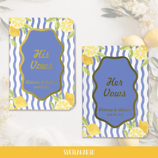 Mediterranean Lemon Foil Wedding Vow Book Set