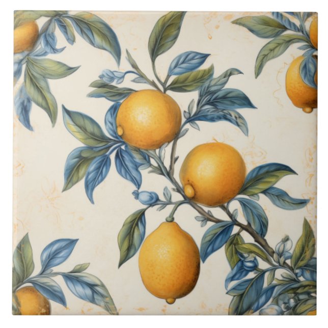 Mediterranean Lemon Grove Ceramic Tile (Front)