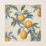 Mediterranean Lemon Grove Scarf<br><div class="desc">The pattern showcases luscious lemons in a design inspired by the Mediterranean style</div>