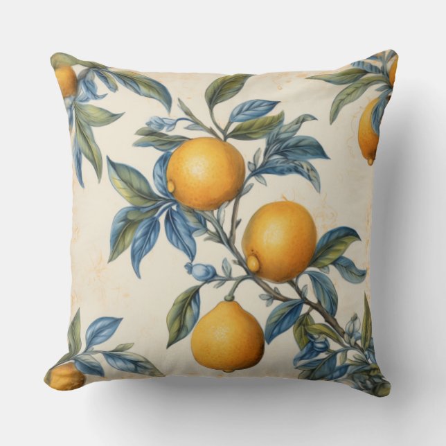 Mediterranean Lemon Grove Throw Pillow (Front)