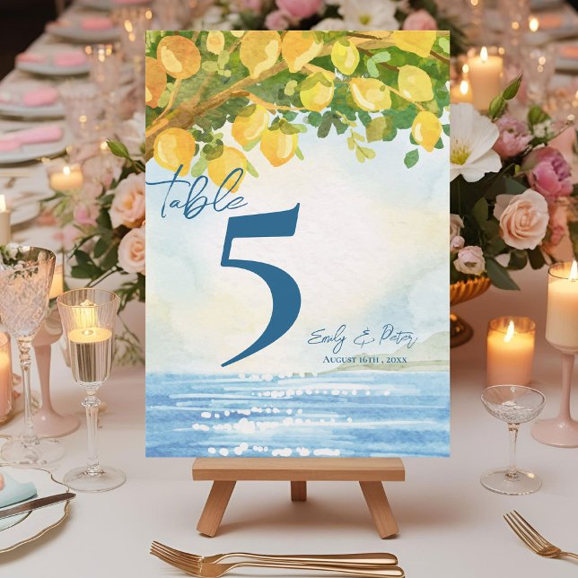 Mediterranean Lemon Grove Wedding Table Number (Mediterranean Lemon Grove Wedding Table Number)
