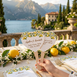 Mediterranean Lemon Heart Destination Wedding Hand Fan