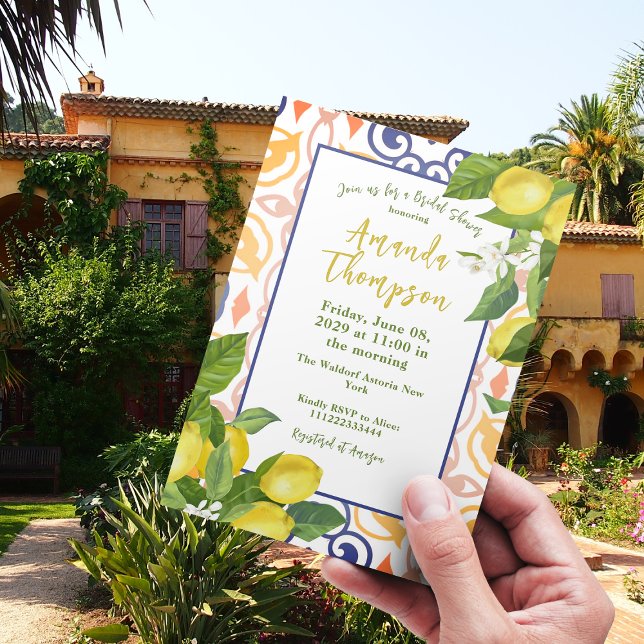 Mediterranean Lemon Her Main Squeeze Bridal Shower Invitation (Creator Uploaded)