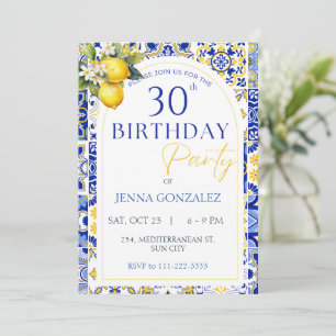 Mediterranean Lemon Italian 30th Any Age Birthday  Invitation
