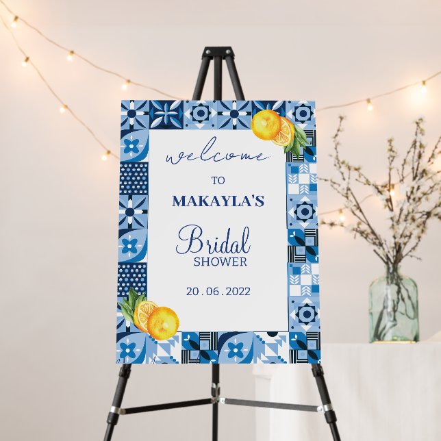 Mediterranean Lemon Italian Bridal shower sign (In Situ (Stand))