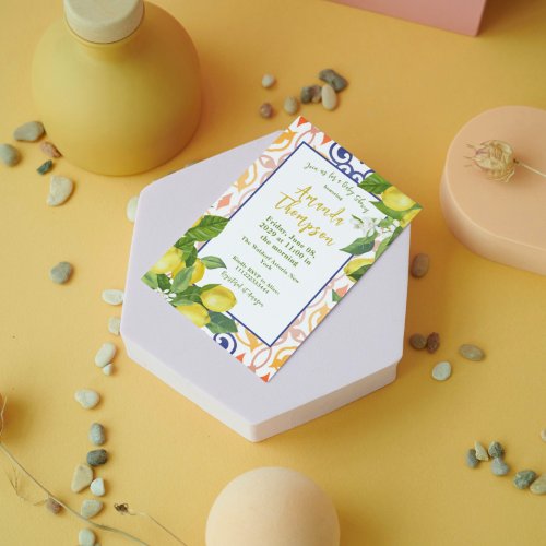 Mediterranean Lemon Main Squeeze Baby Shower Invitation