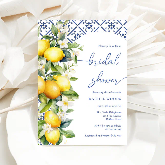 Mediterranean Lemon Main Squeeze Bridal Shower Invitation | Zazzle