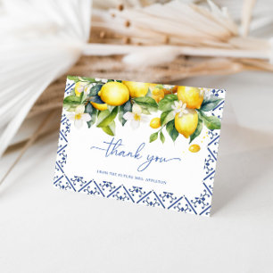 Mediterranean Lemon Main Squeeze Bridal Shower Letterpress Thank You Card