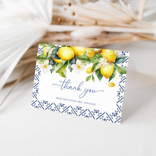 Mediterranean Lemon Main Squeeze Bridal Shower Thank You Card