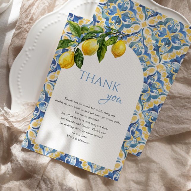 Mediterranean Lemon Main Squeeze Bridal Shower Thank You Card (Creator Uploaded)