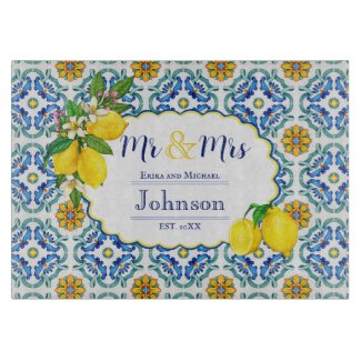 Mediterranean Lemon Mr & Mrs Gift for Newlyweds