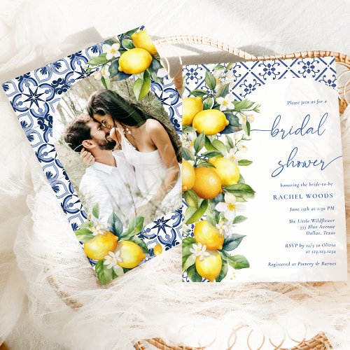 Mediterranean Lemon Photo Bridal Shower Invitation