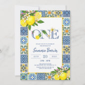 Mediterranean Lemon Photo Girl 1st Birthday Party Invitation | Zazzle