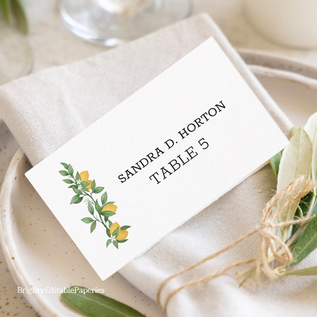 Mediterranean Lemon Place Card Wedding Party (Creator Uploaded)