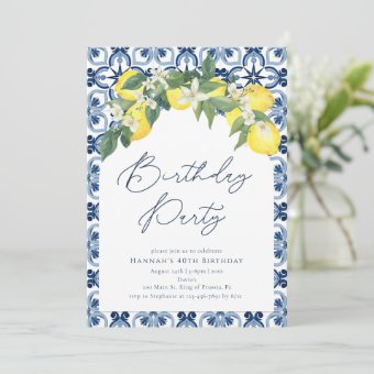 Mediterranean Lemon Positano Birthday Invitation 