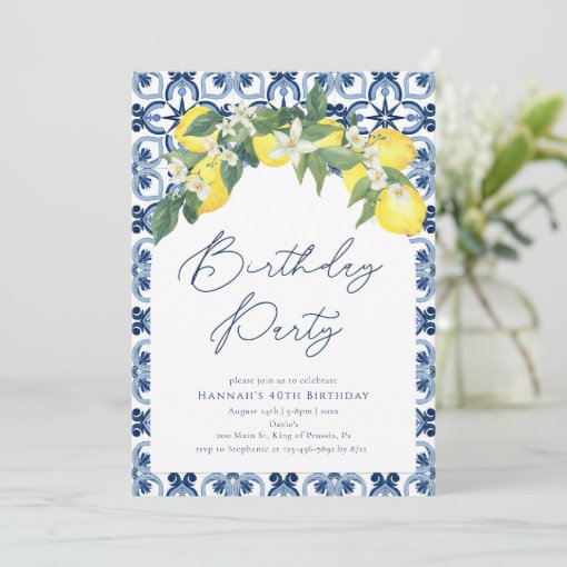 Mediterranean Lemon Positano Birthday Invitation | Zazzle