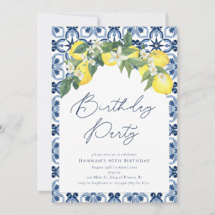 Mediterranean Lemon Positano Birthday Invitation