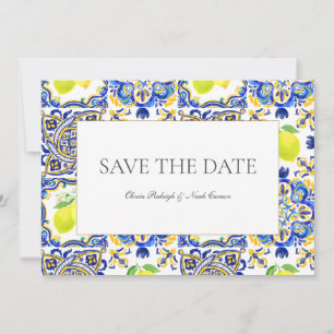 Mediterranean Lemon Save The Date Wedding Card