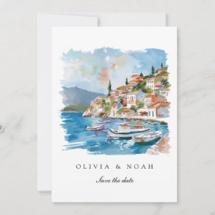 Mediterranean Lemon Save The Date Wedding Card