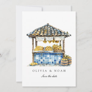 Mediterranean Lemon Save The Date Wedding Card