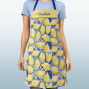 Mediterranean Lemon Tile Citrus Personalized Apron
